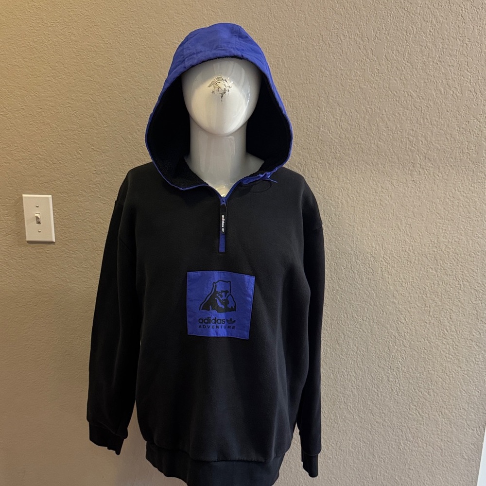 Adidas Adventure Black‎ Hoodie with Blue Patch